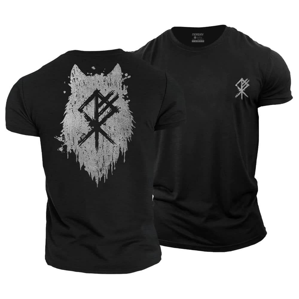 Viking Wolf Silhouette Cotton T-Shirt