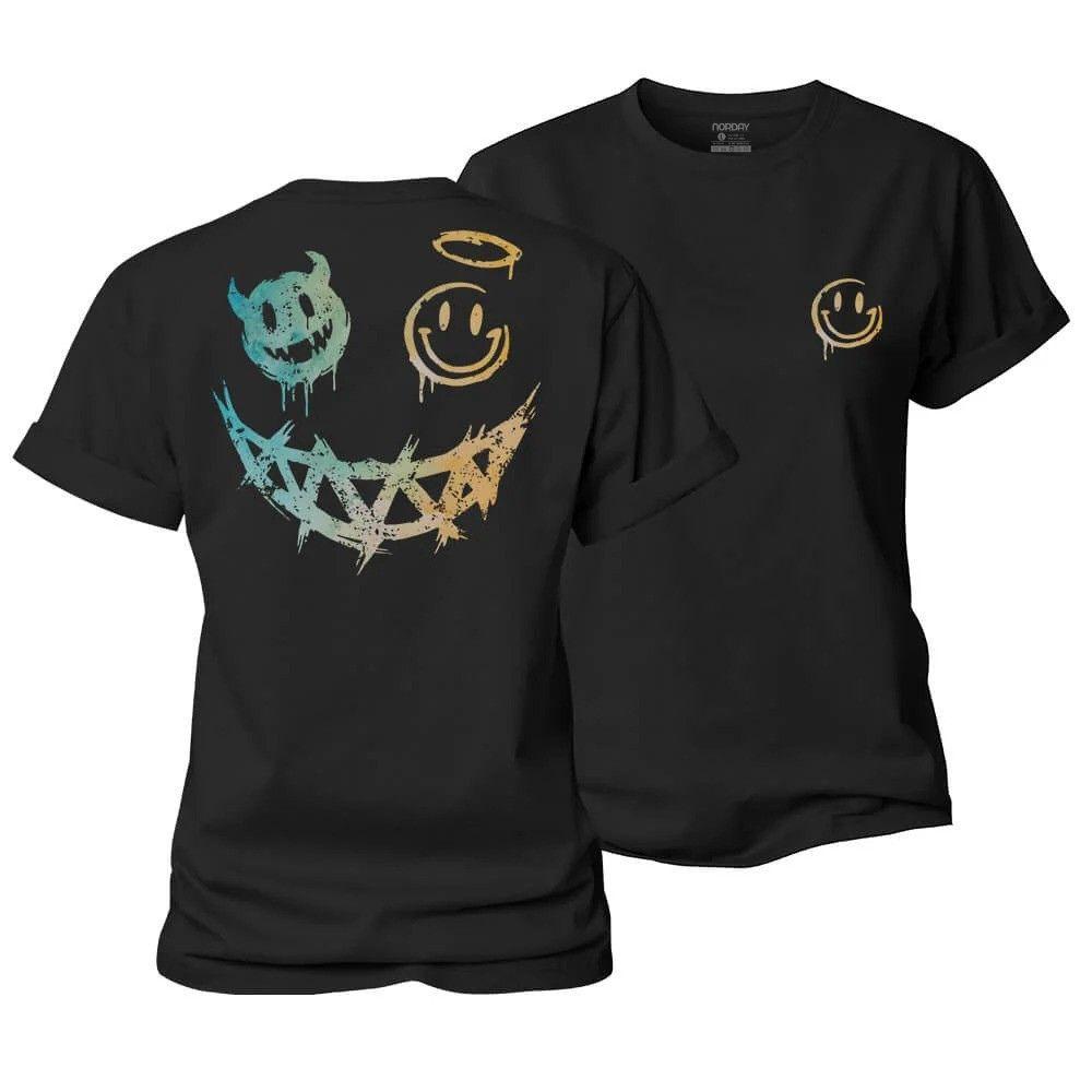 Angel Devil Smiley Women's Cotton T-Shirt