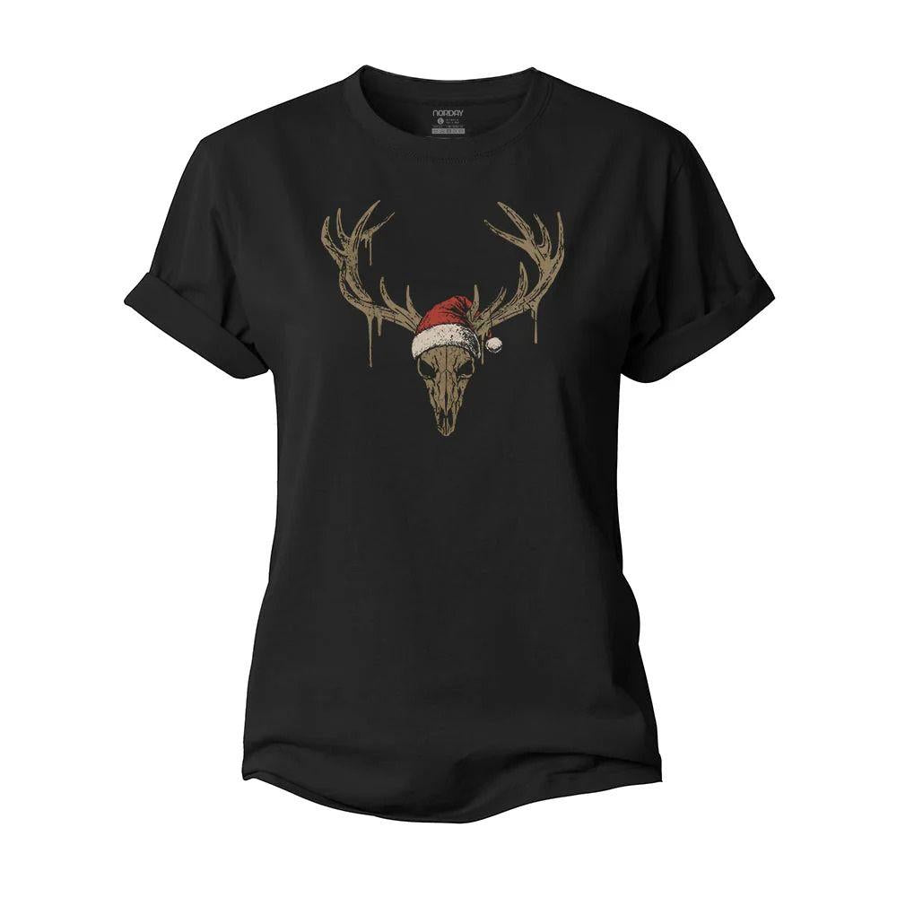 Christmas Elk Skull Women's Cotton T-Shirt