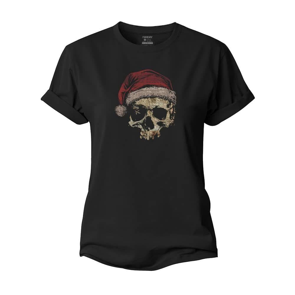 Christmas Skull Newspaper Women's Cotton T-Shirt
