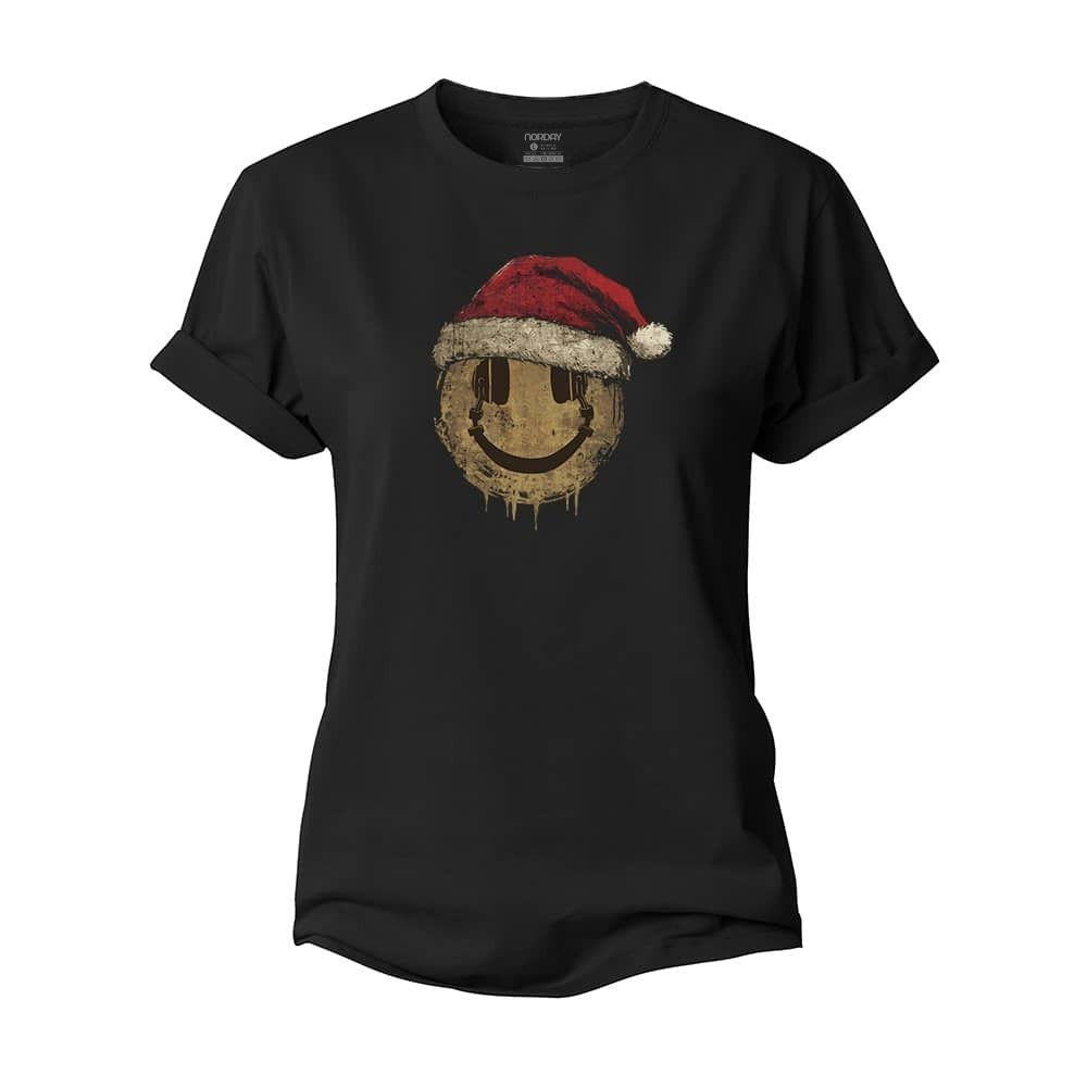 Christmas Headphones Smiley Women's Cotton T-Shirt