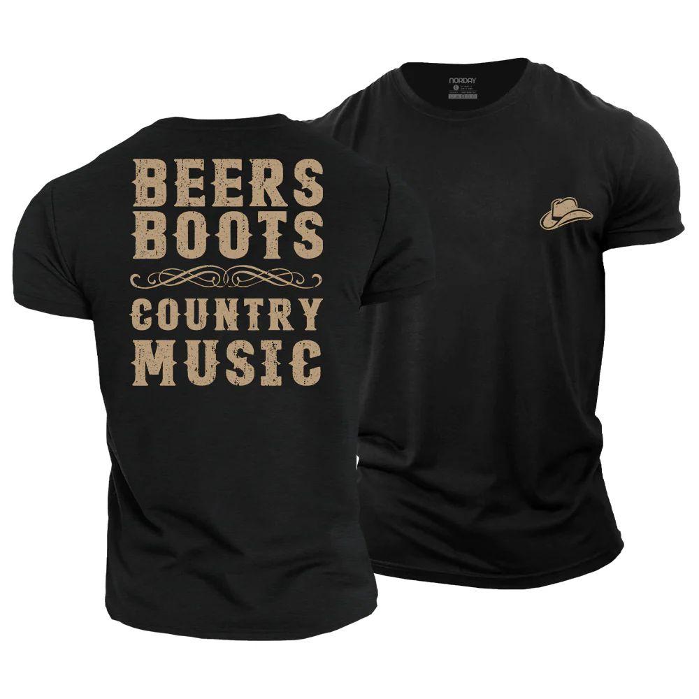 Beers Boots Country Music Cotton T-Shirt