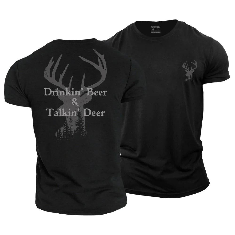 Beer And Deer Cotton T-Shirt