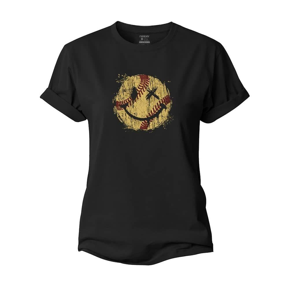 Baseball Smiley Women's Cotton T-Shirt