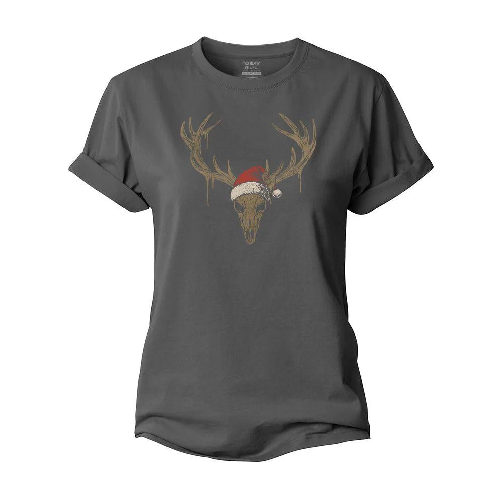 Christmas Elk Skull Women's Cotton T-Shirt