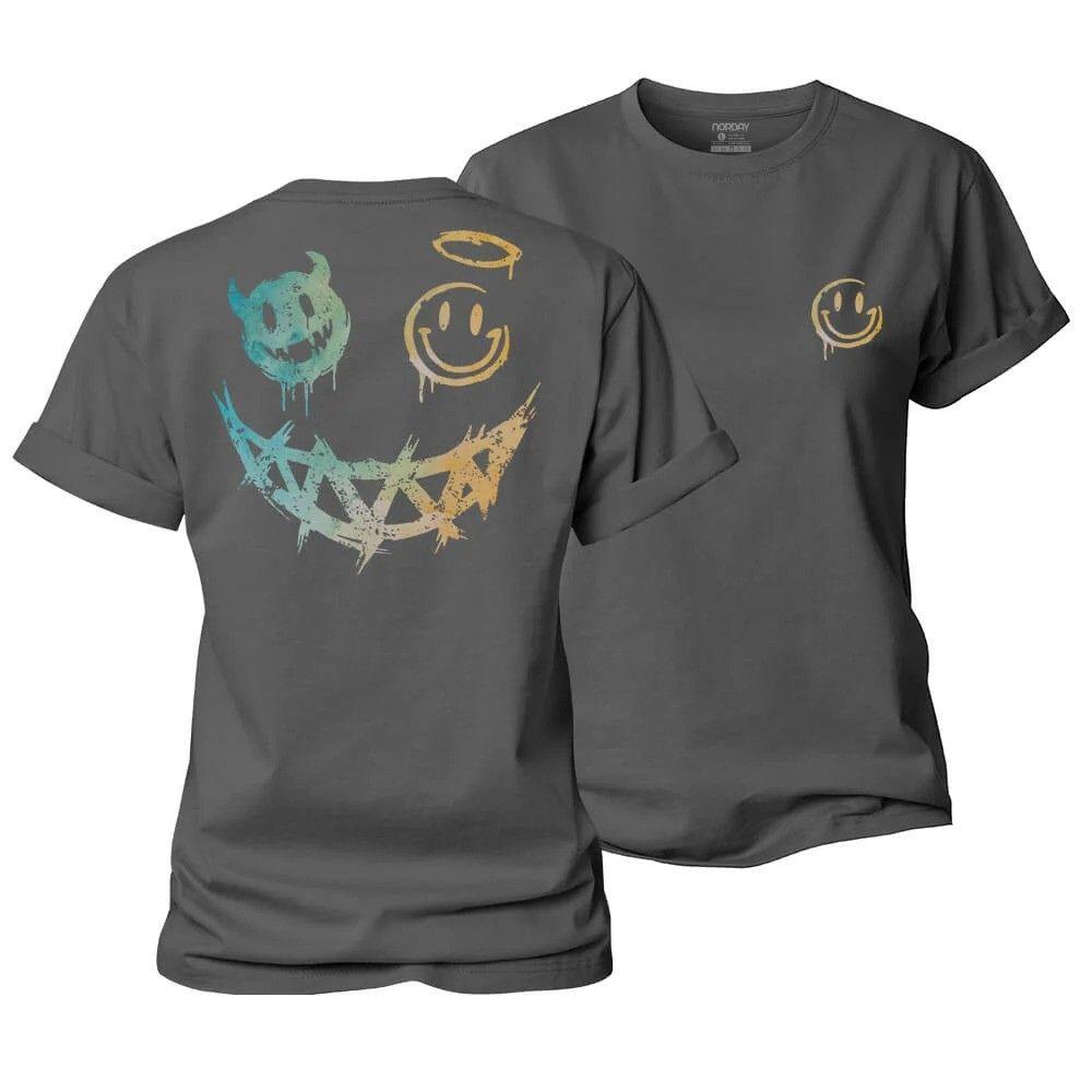 Angel Devil Smiley Women's Cotton T-Shirt