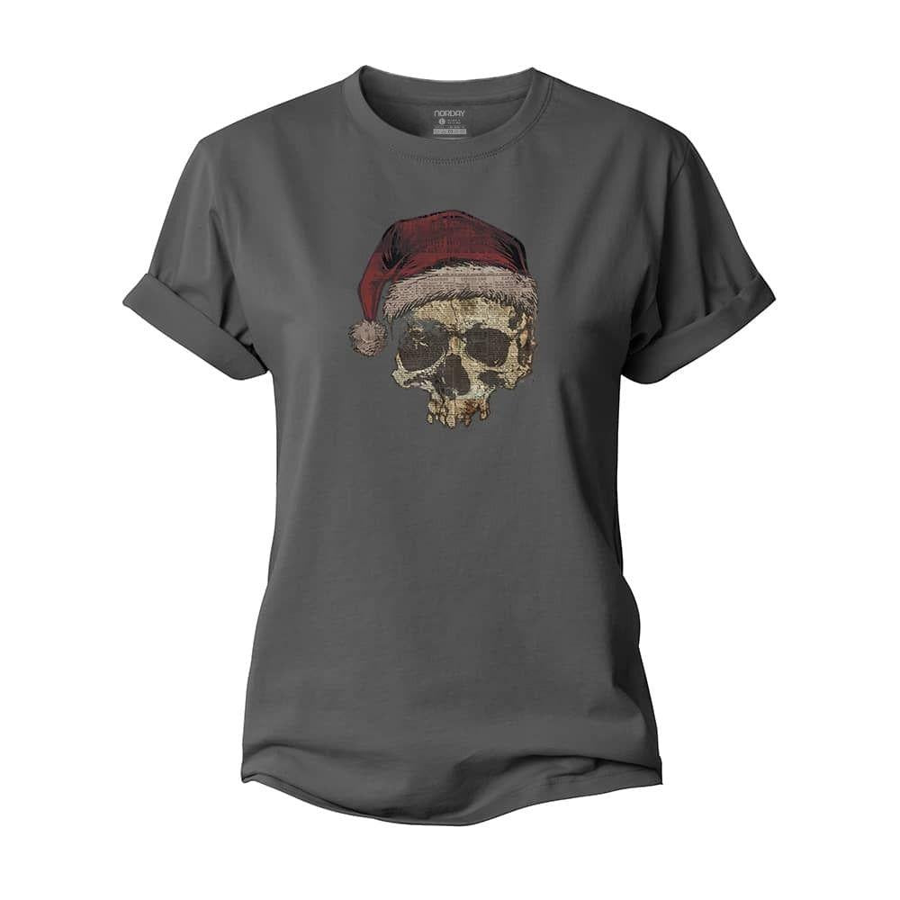 Christmas Skull Newspaper Women's Cotton T-Shirt