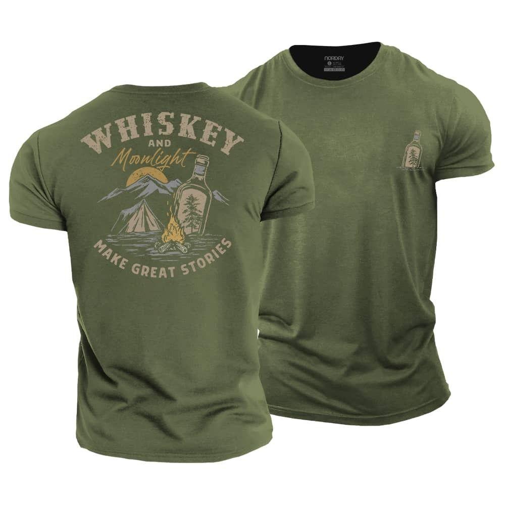 Whiskey And Moonlight Cotton T-Shirt