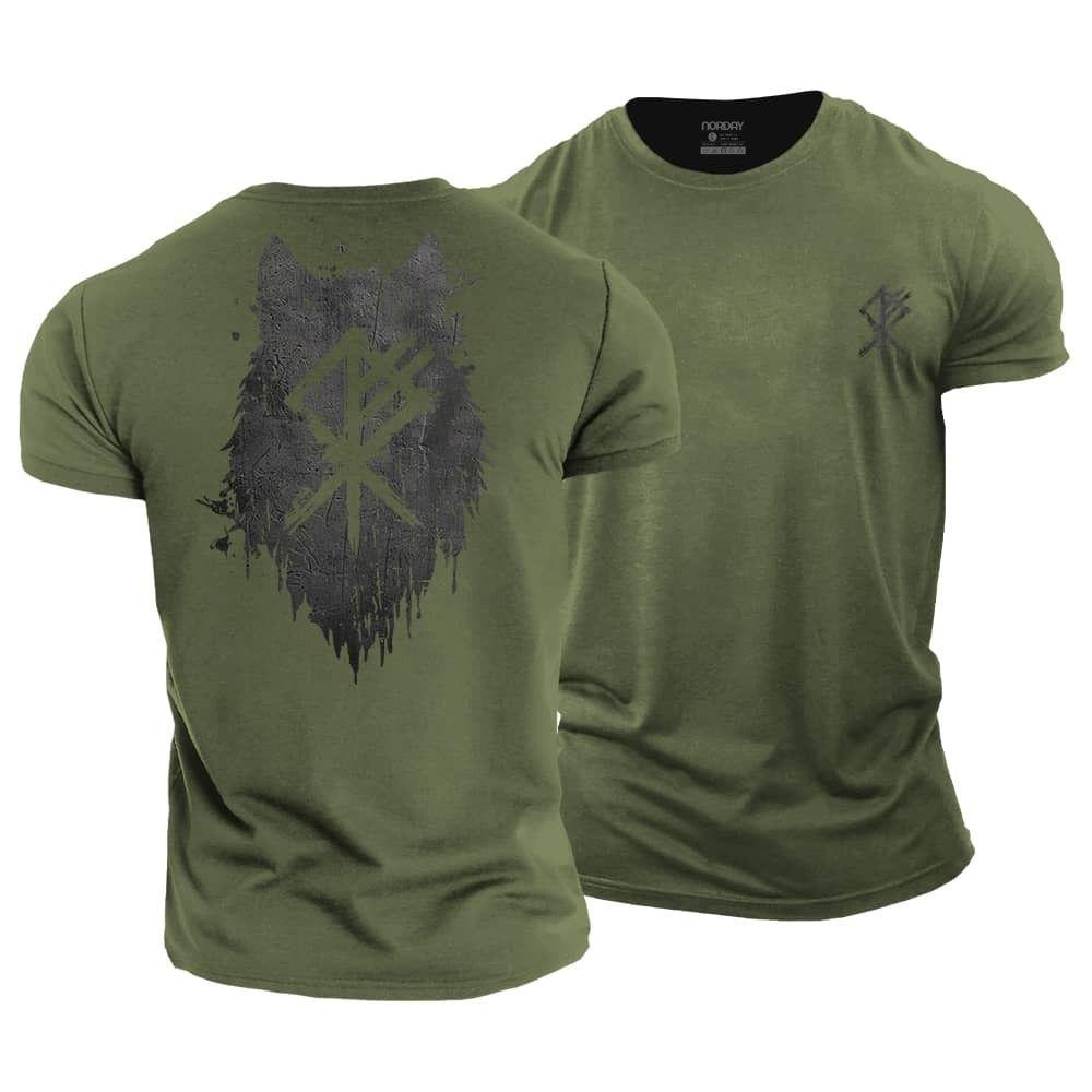 Viking Wolf Silhouette Cotton T-Shirt