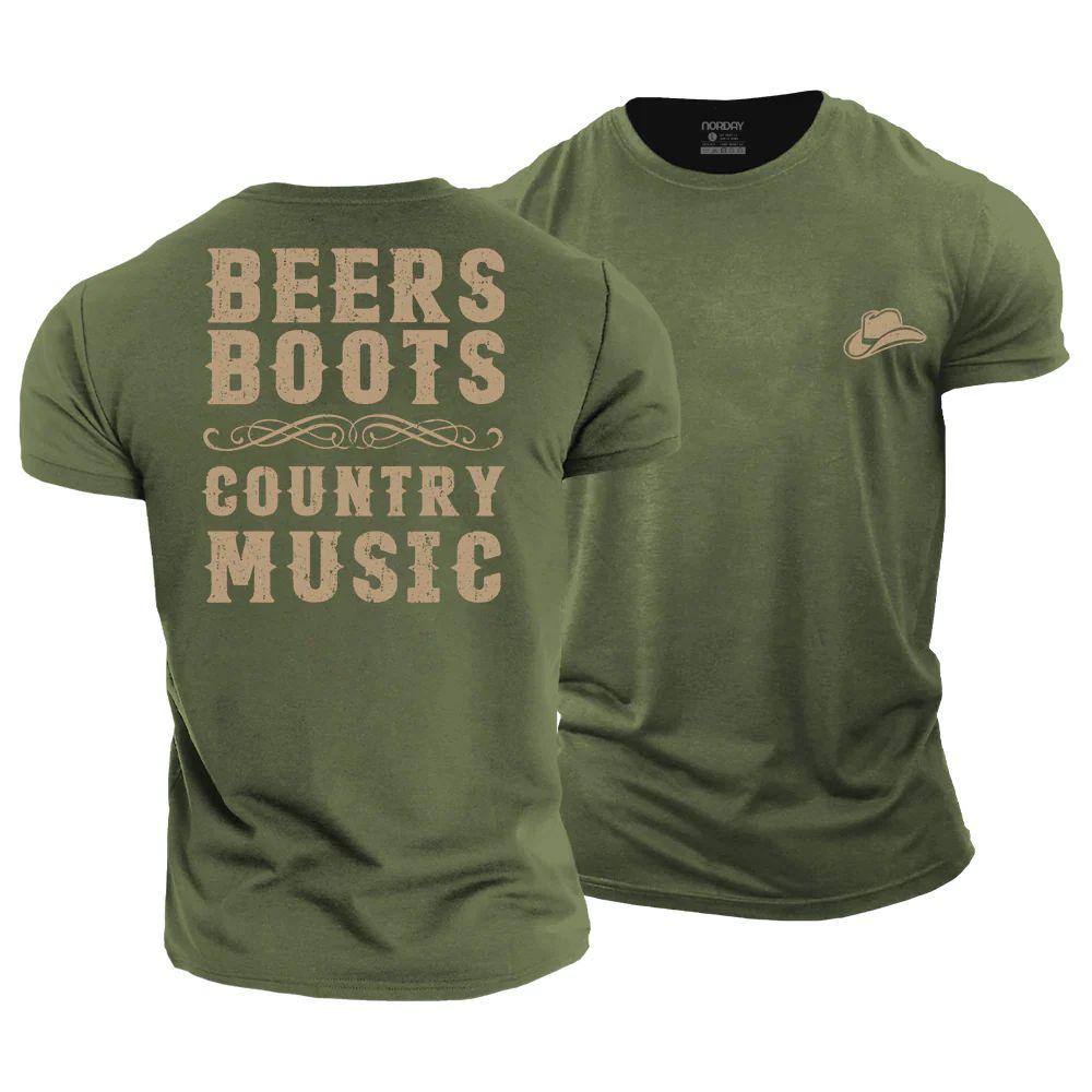 Beers Boots Country Music Cotton T-Shirt
