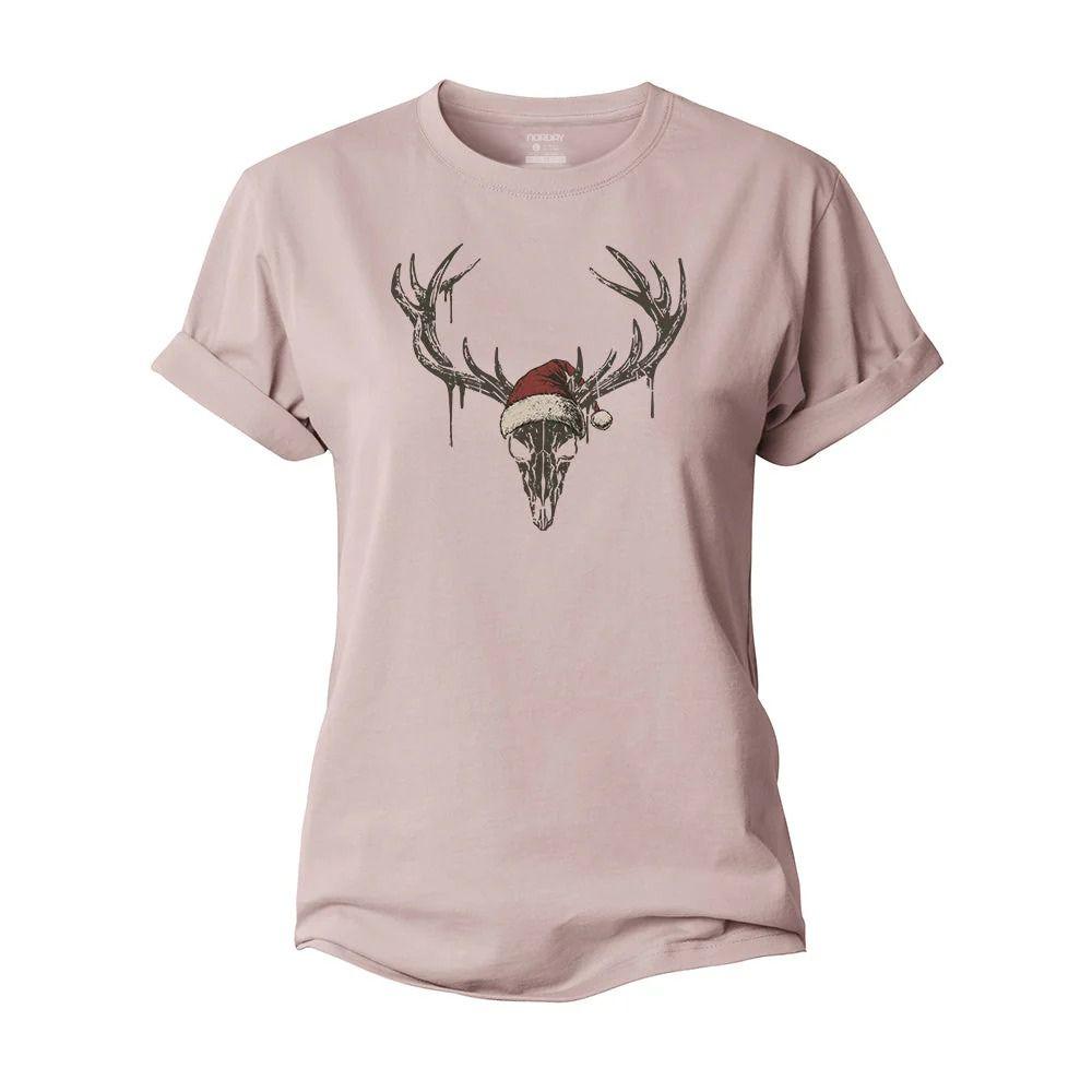 Christmas Elk Skull Women's Cotton T-Shirt