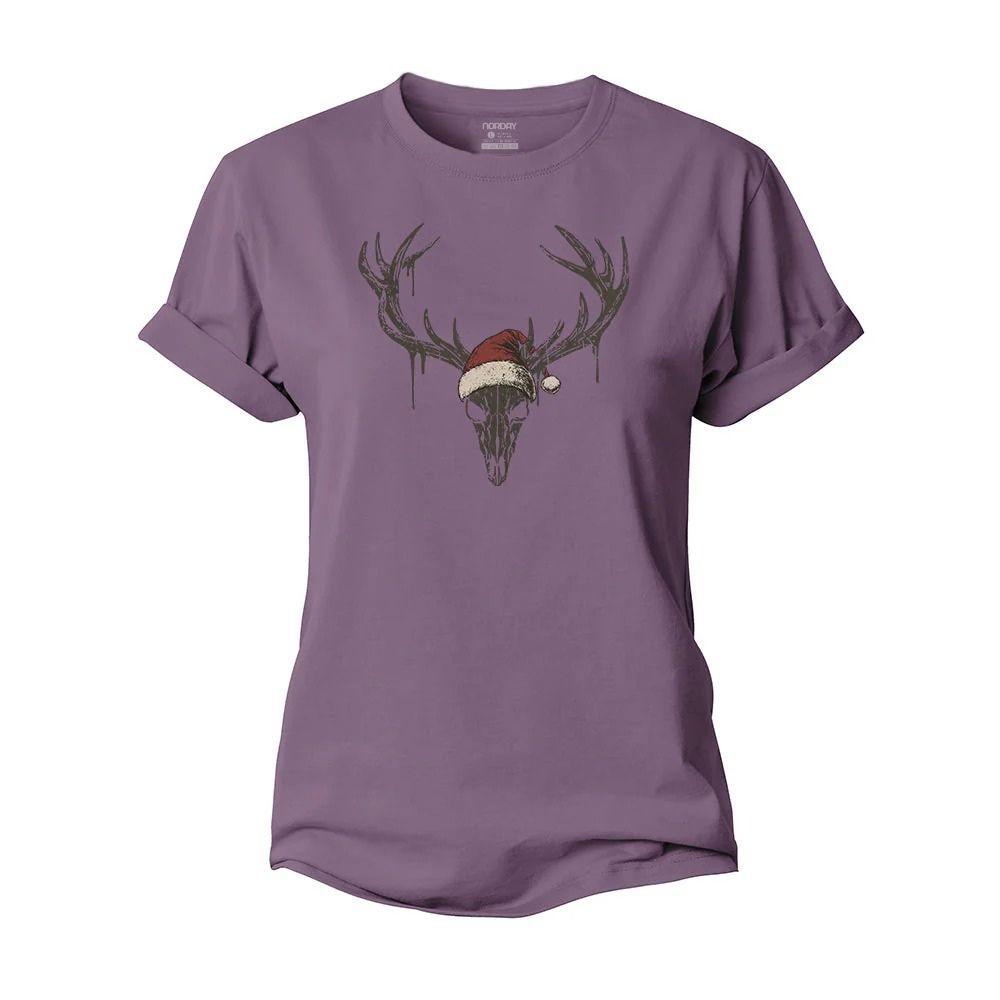 Christmas Elk Skull Women's Cotton T-Shirt