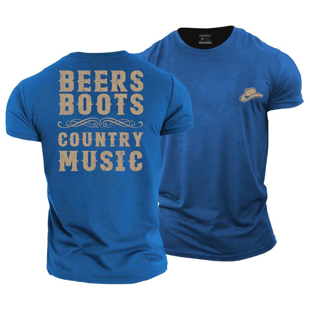 Beers Boots Country Music Cotton T-Shirt