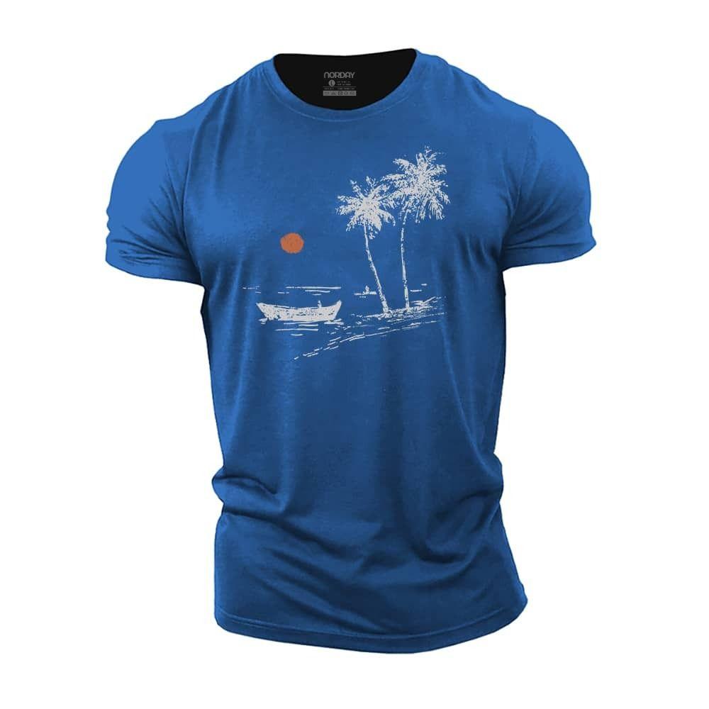 Simple Beach View Cotton T-Shirt