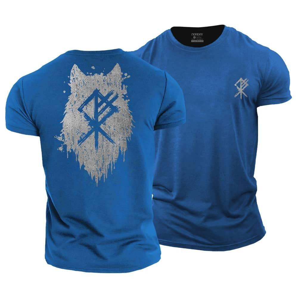 Viking Wolf Silhouette Cotton T-Shirt