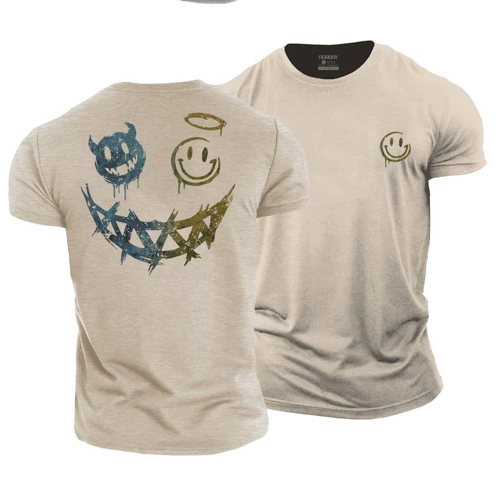 Angel Devil Smiley Cotton T-Shirt