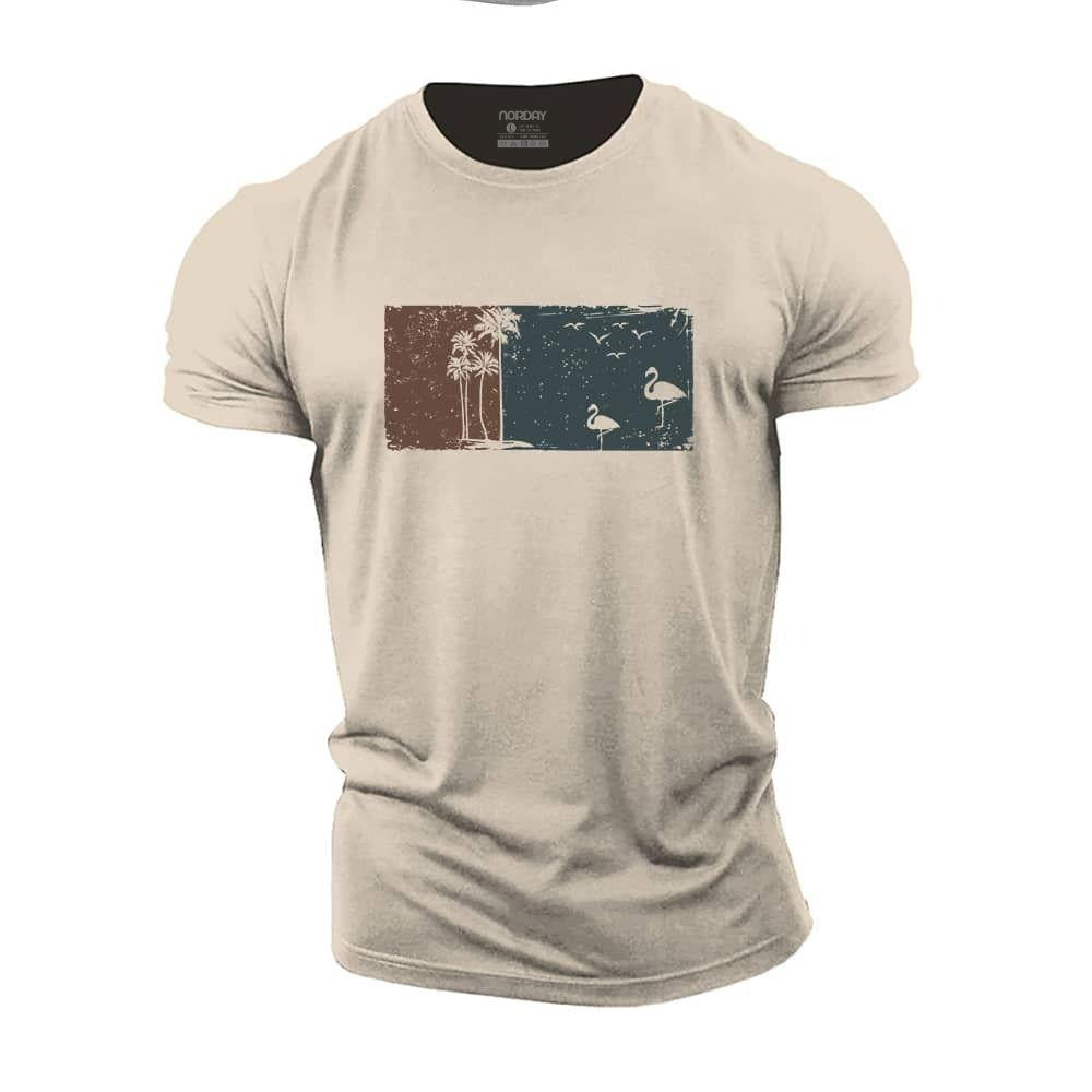 Palm Flamingo Cotton T-Shirt