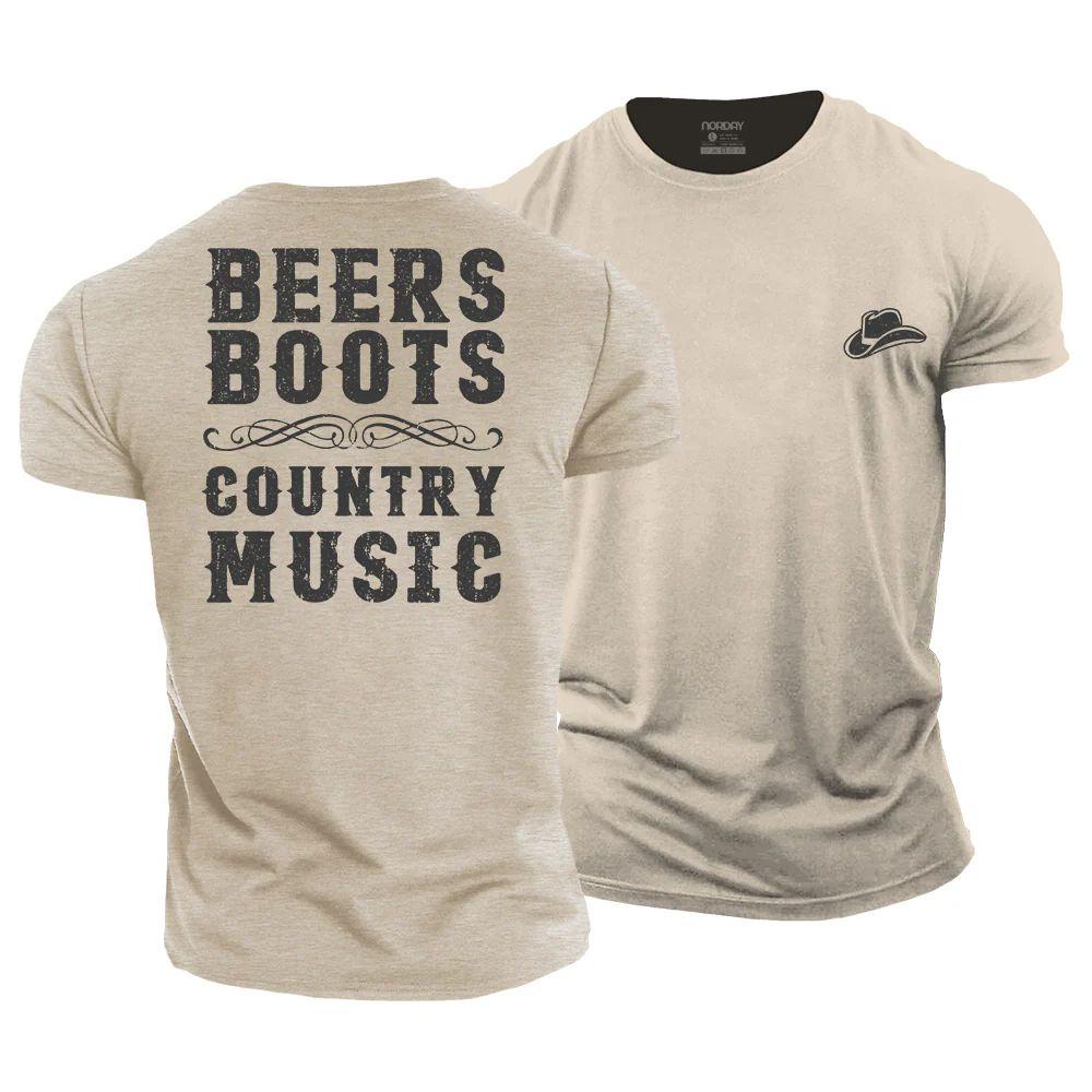 Beers Boots Country Music Cotton T-Shirt