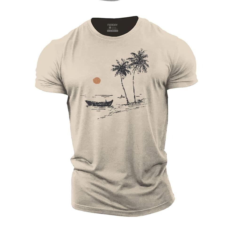 Simple Beach View Cotton T-Shirt