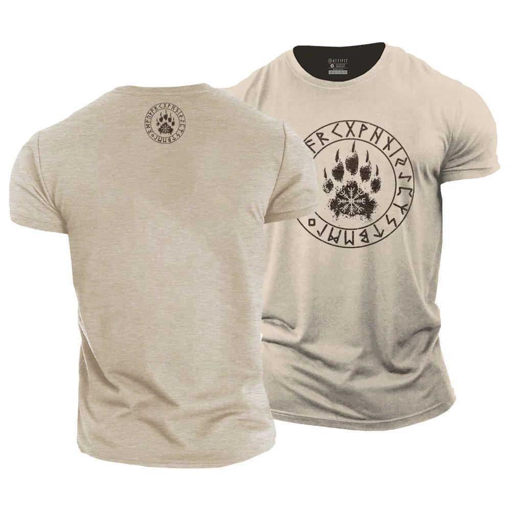 Viking Rune Helm of Awe Bear Claw Cotton T-Shirt