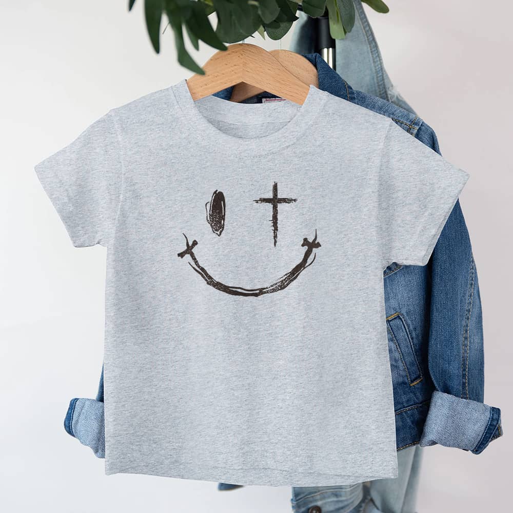 Cross Smiley Face Youth Cotton T-Shirt