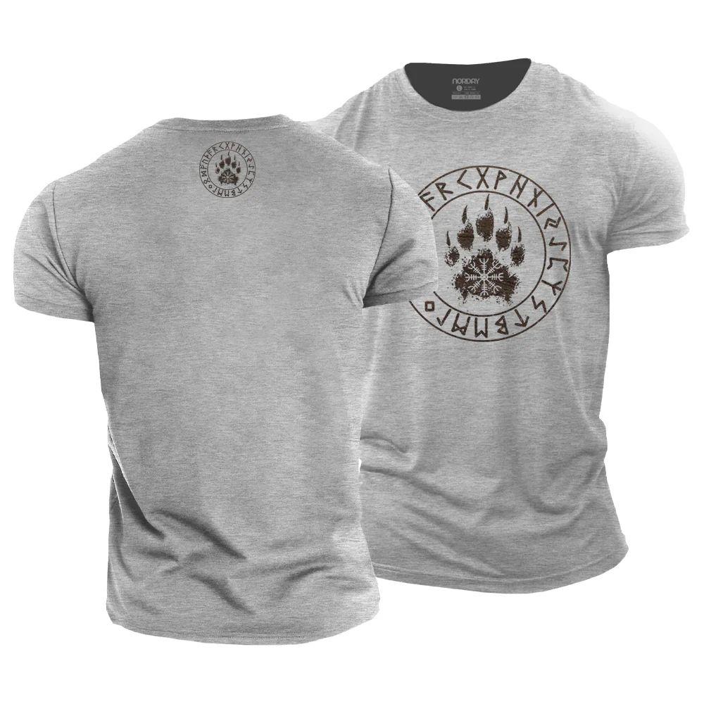 Viking Rune Helm of Awe Bear Claw Cotton T-Shirt
