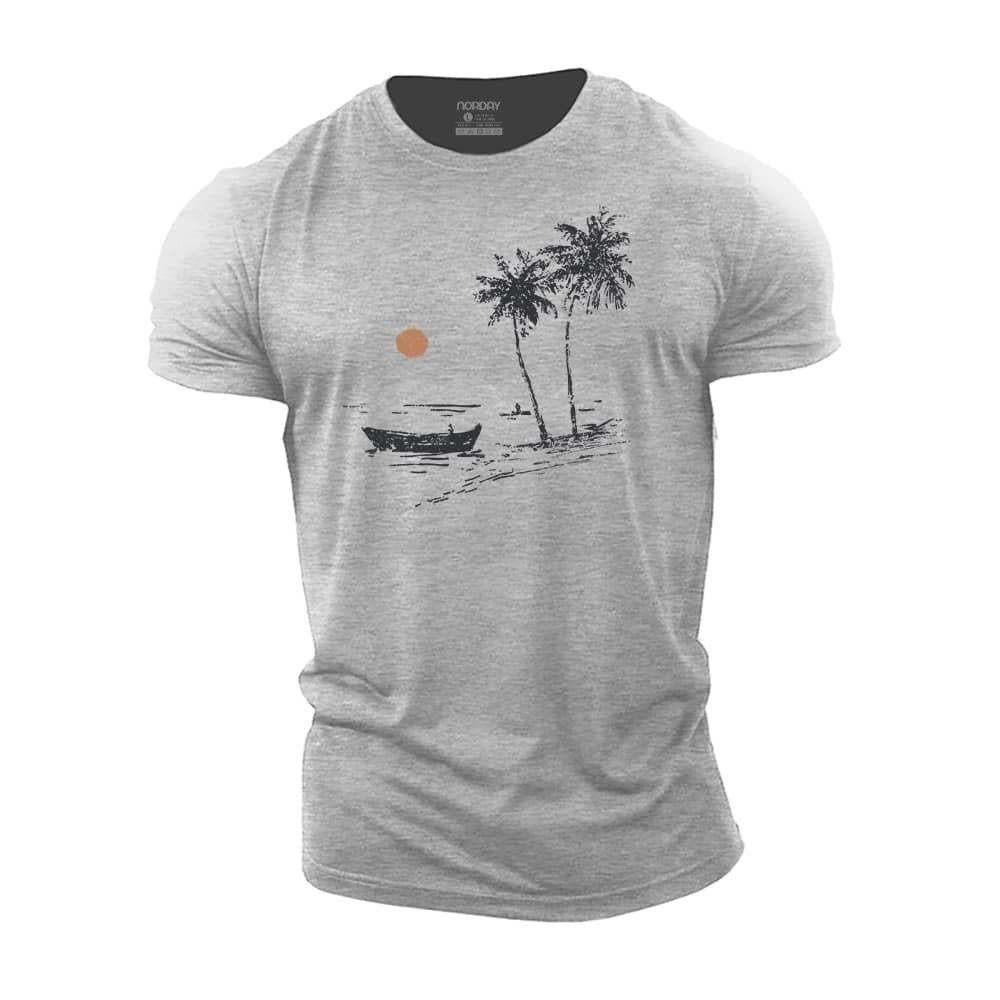 Simple Beach View Cotton T-Shirt