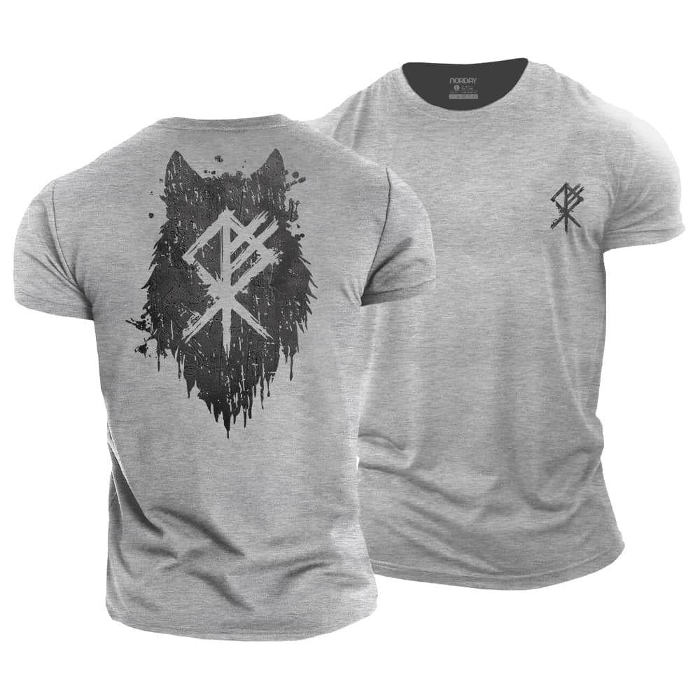 Viking Wolf Silhouette Cotton T-Shirt