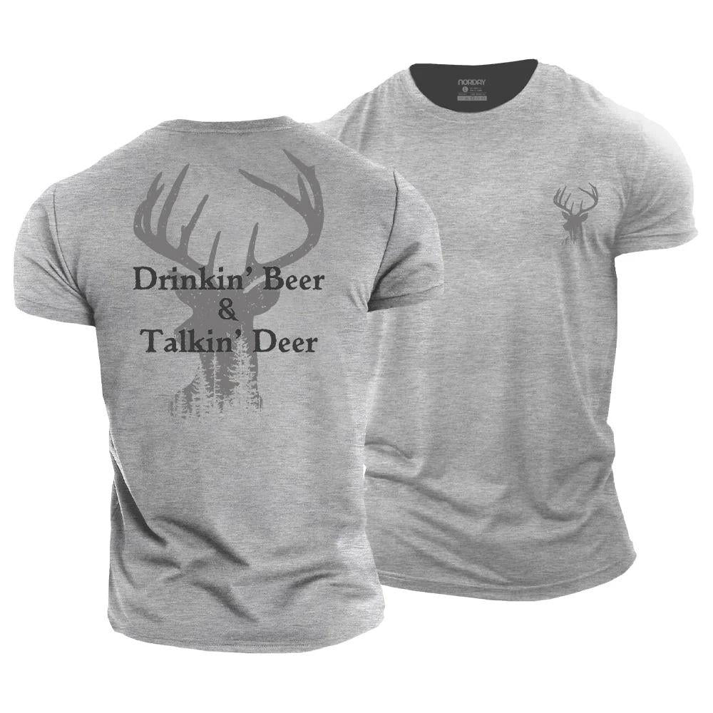 Beer And Deer Cotton T-Shirt