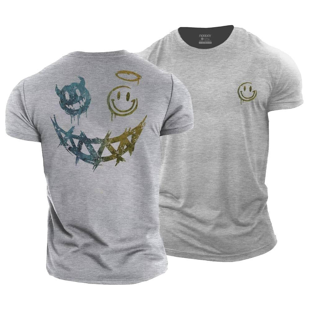 Angel Devil Smiley Cotton T-Shirt