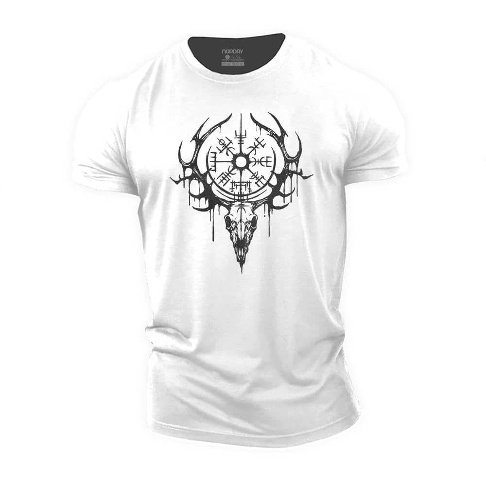 Viking Elk Skull Cotton T-Shirt