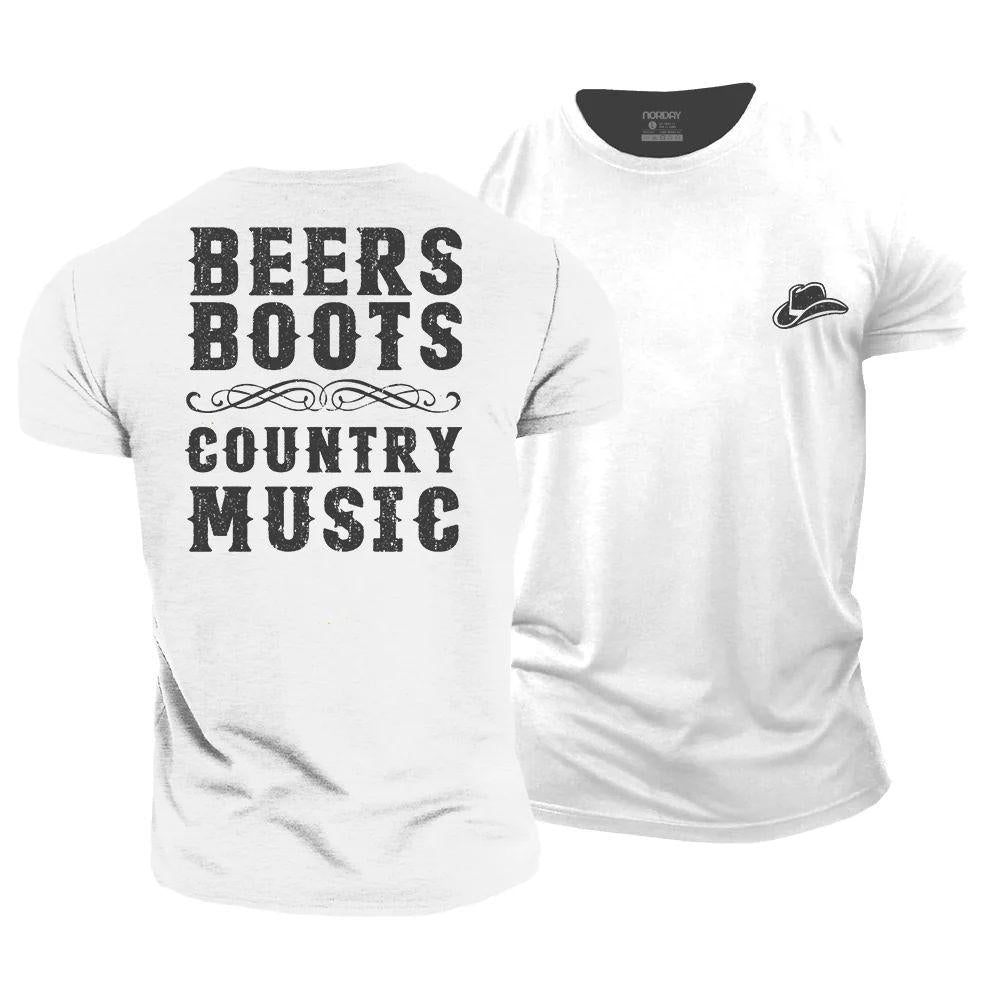 Beers Boots Country Music Cotton T-Shirt