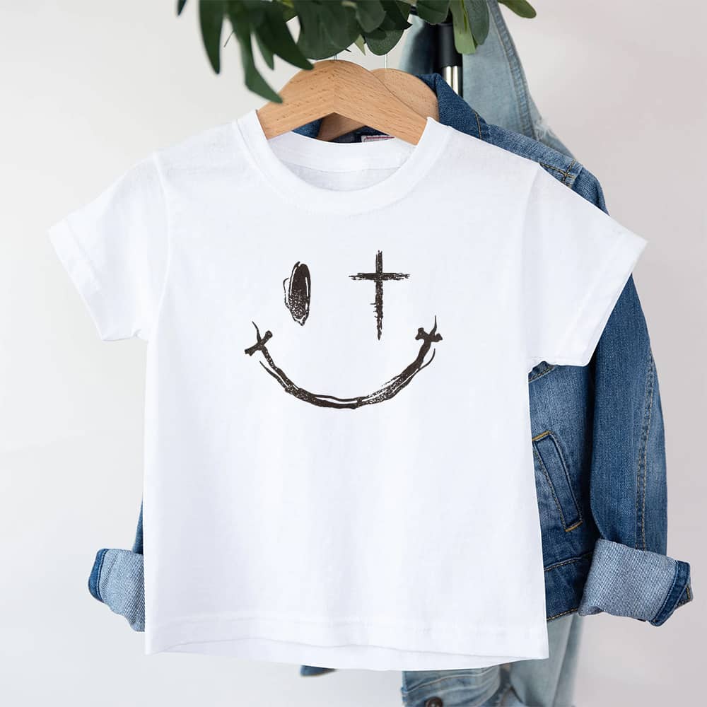 Cross Smiley Face Youth Cotton T-Shirt