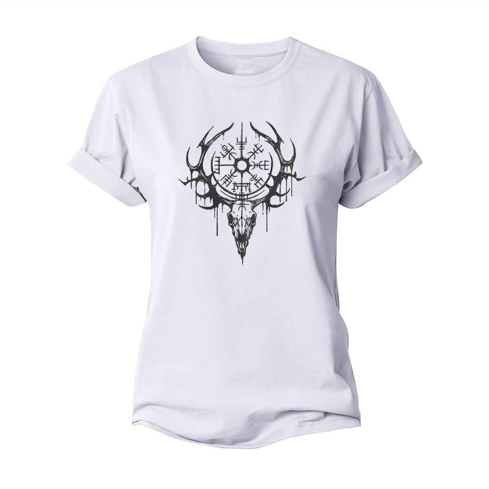 Viking Elk Skull Women's Cotton T-Shirt