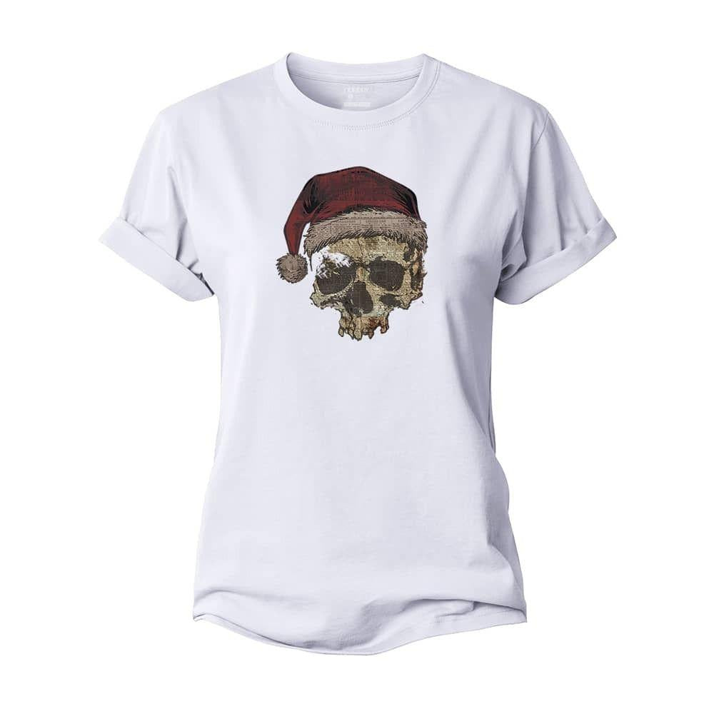 Christmas Skull Newspaper Women's Cotton T-Shirt