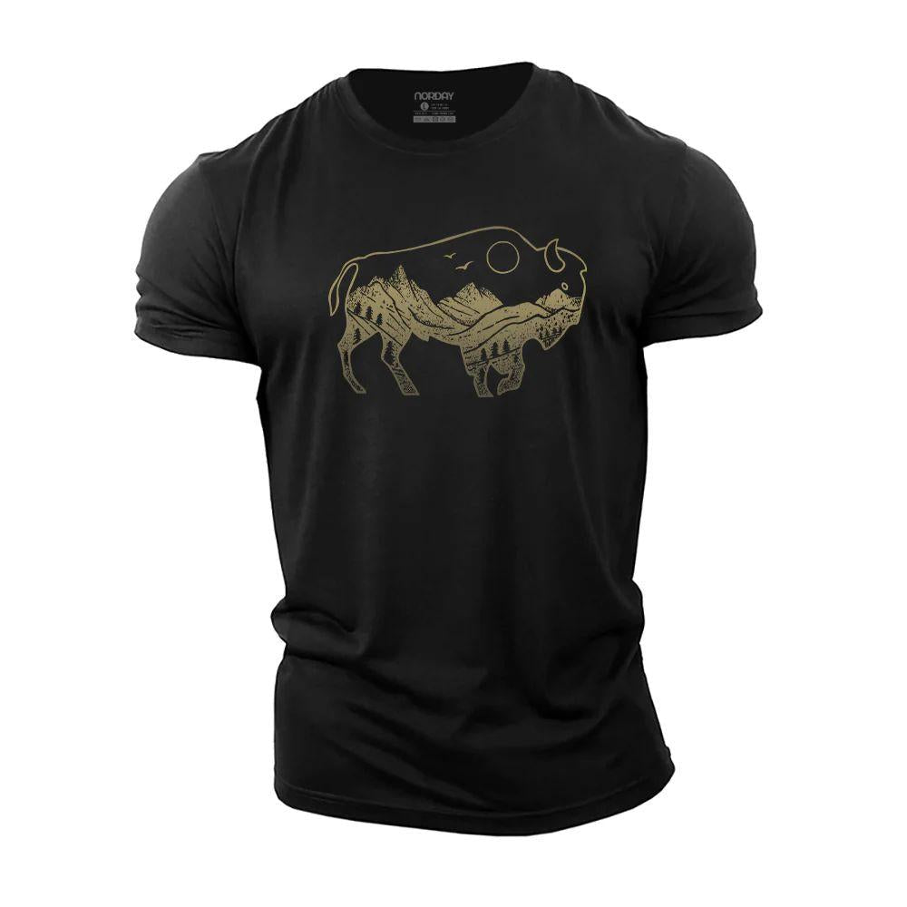 Bison and Mountains T-Shirt - Norday SE