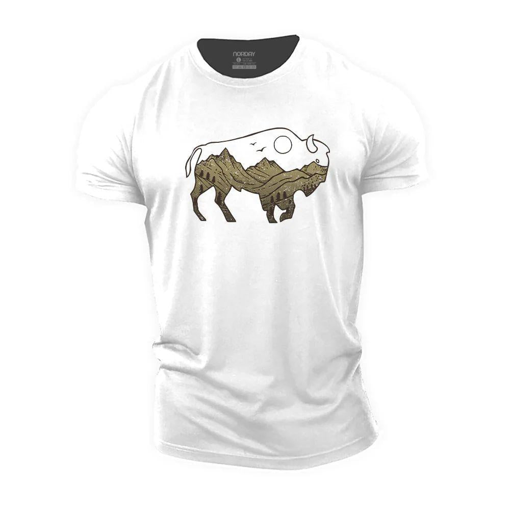 Bison and Mountains T-Shirt - Norday SE
