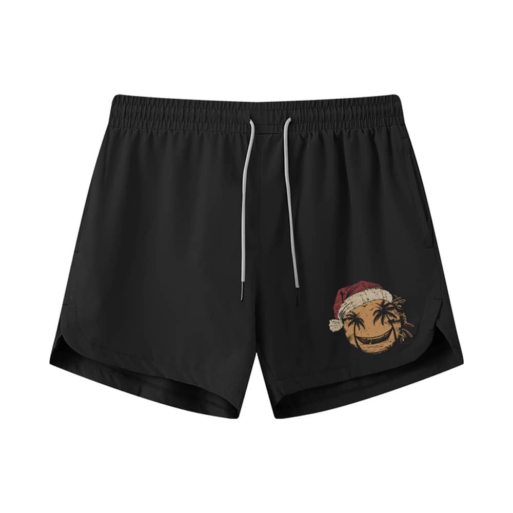 Christmas Smiley Palm Tree Athletic Quick - Dry Shorts - Norday SE