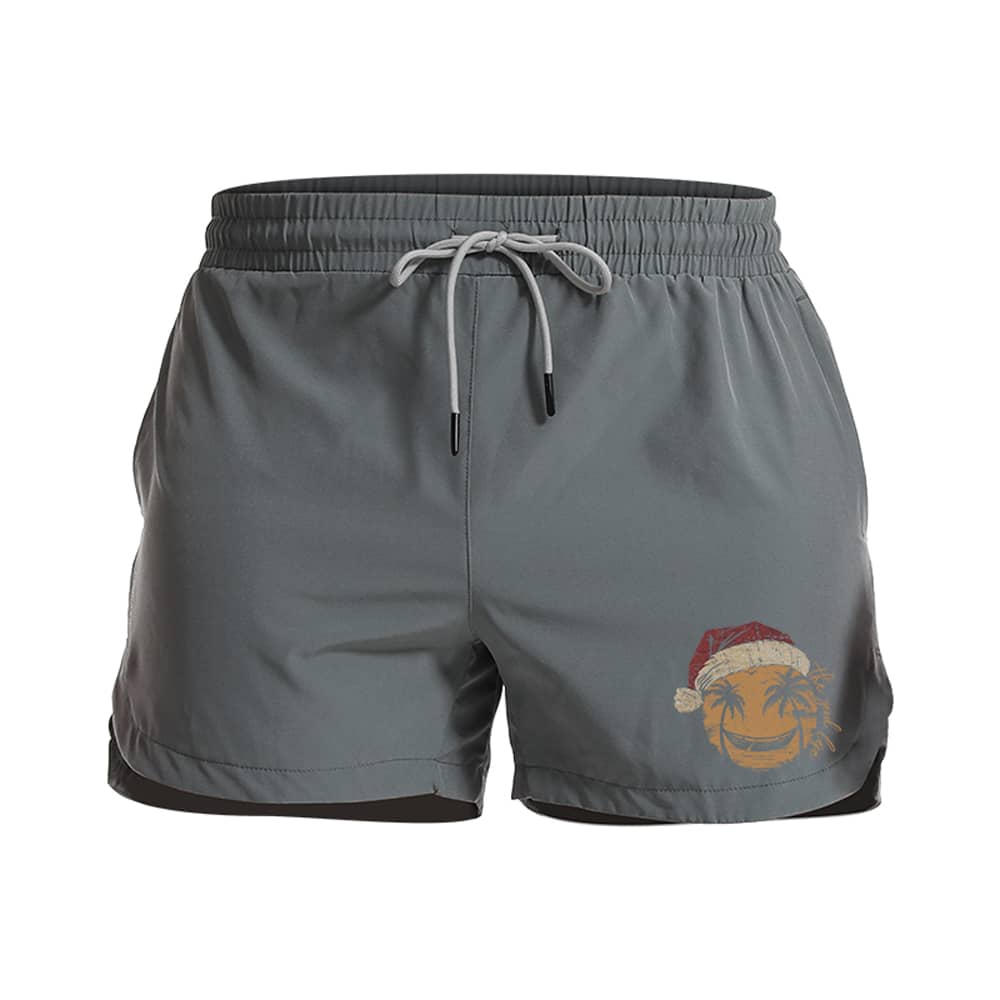 Christmas Smiley Palm Tree Athletic Quick - Dry Shorts - Norday SE