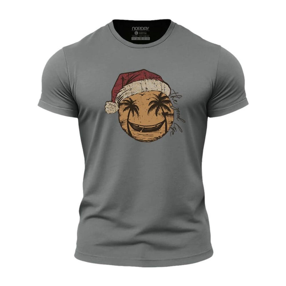 Christmas Smiley Palm Tree Athletic Quick - Dry T-Shirt - Norday SE