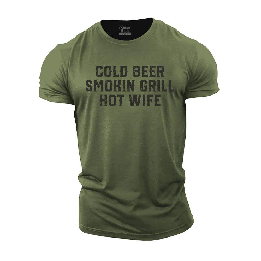 Cold Beer Smokin Grill Hot Wife T-Shirt - Norday SE