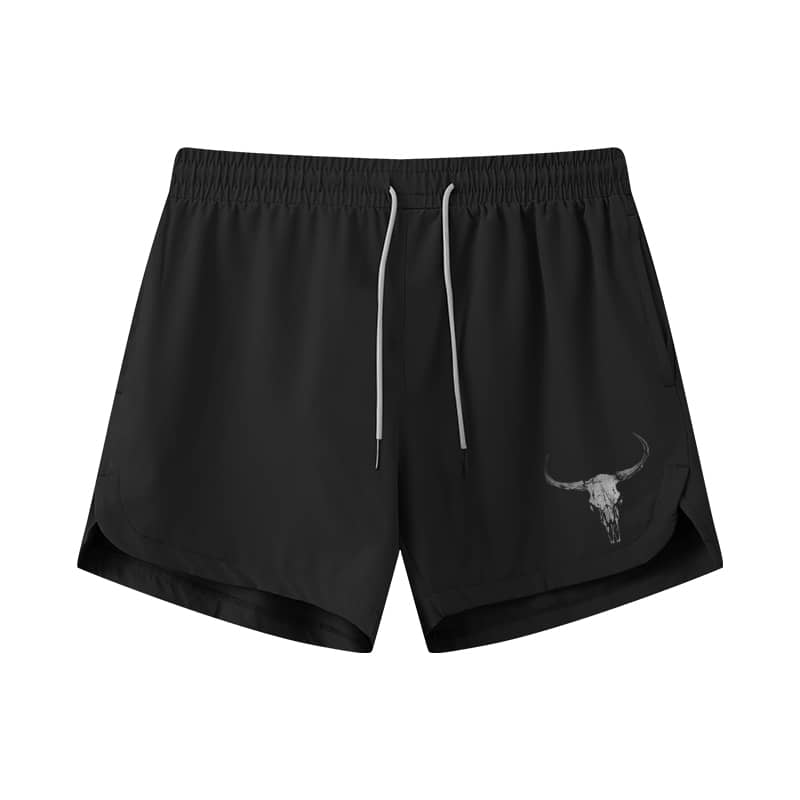 Dark Bull Skull Athletic Quick - Dry Shorts - Norday SE
