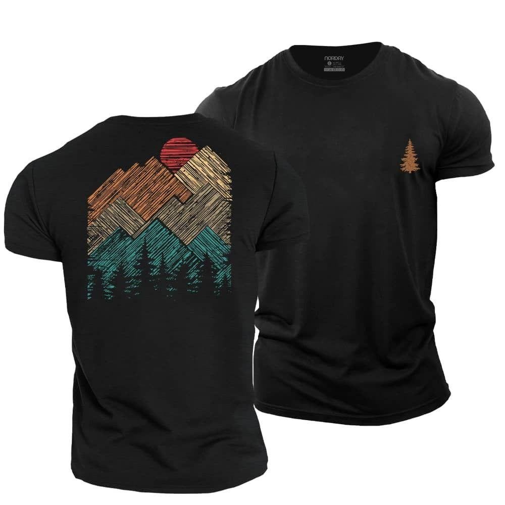 Hand Drawn Mountain Sun T-Shirt - Norday SE