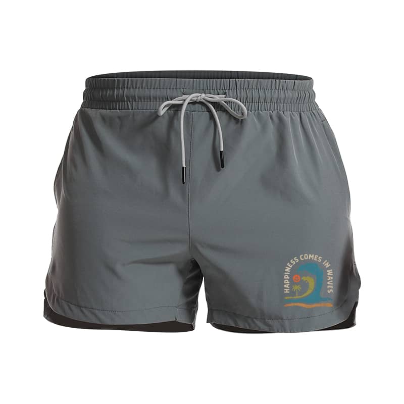 Happiness Comes In Waves Athletic Quick - Dry Shorts - Norday SE